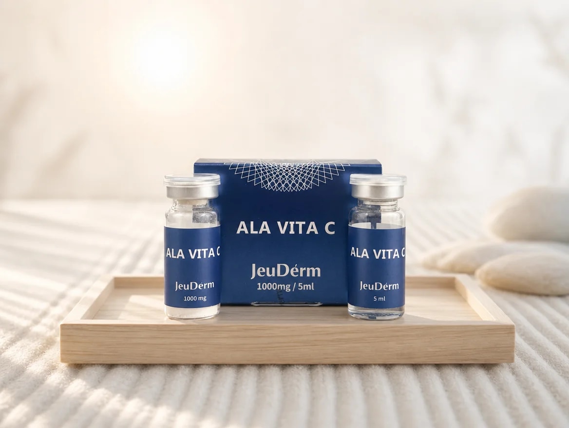 ALA Vita C: Kabine · Pulver und Ampulle, frisch angemischt