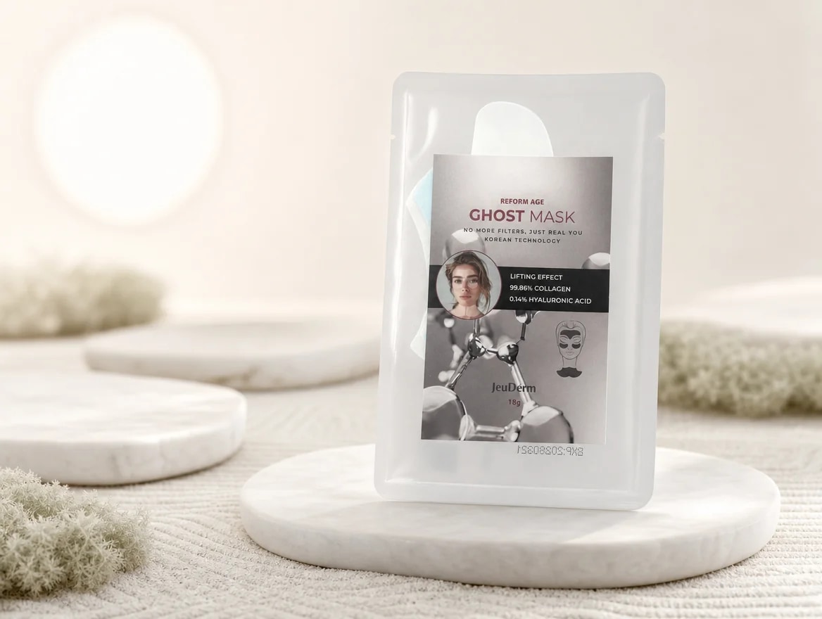 Reform Age Ghost Mask: Vliesmaske · mit dem Collagen Tonic aktivieren